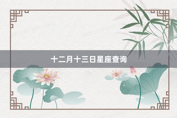 十二月十三日星座查询