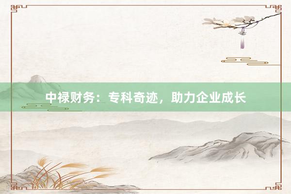 中禄财务：专科奇迹，助力企业成长
