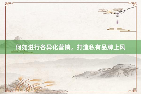 何如进行各异化营销，打造私有品牌上风